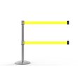 Banner Stakes QLine Retractable Dual Belt Barrier, Polished Chrome Post, Blank Yellow Belt AL6104C-D